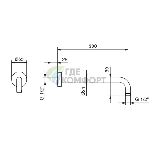 Держатель для верхнего душа Fantini 300 мм: Надёжность и стиль в матовой стали (86 93 8027) - фото 2