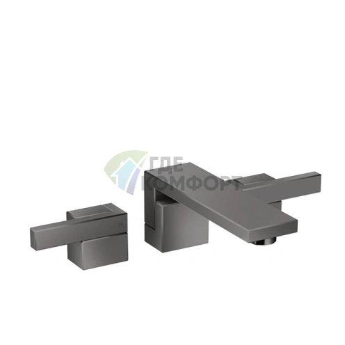 Смеситель для раковины AX Edge на 3 отверстия с донным клапаном push/open, излив 190 мм, полированный черный (46060330) - фото 1