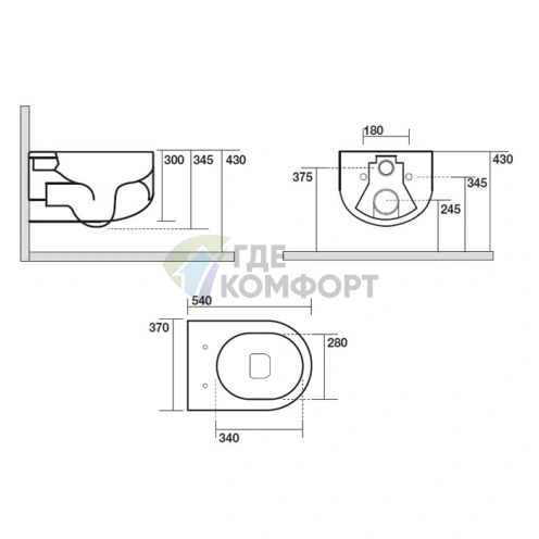 Унитаз подвесной безободковый Kerasan Flo NEW 54 см белый матовый (311130) - фото 2