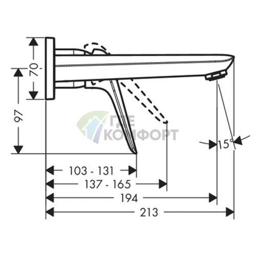 Смеситель для раковины Hansgrohe Novus настенный (13622180), хром (71127000) - фото 2