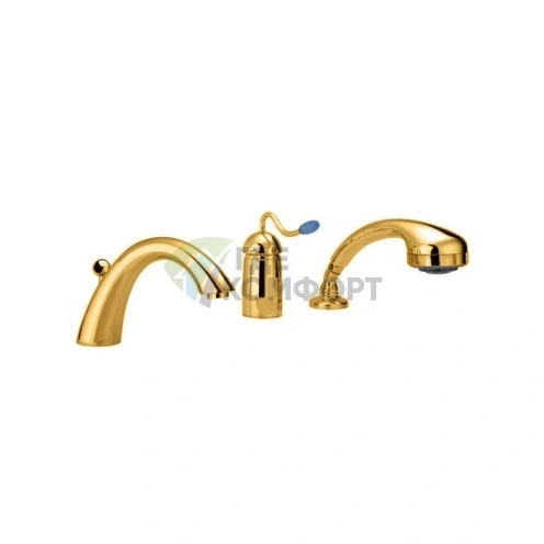 Встраиваемый смеситель Nicolazzi Signal для борта ванны: однорычажный с переключателем для душа, золото (3414GO20) - фото 1