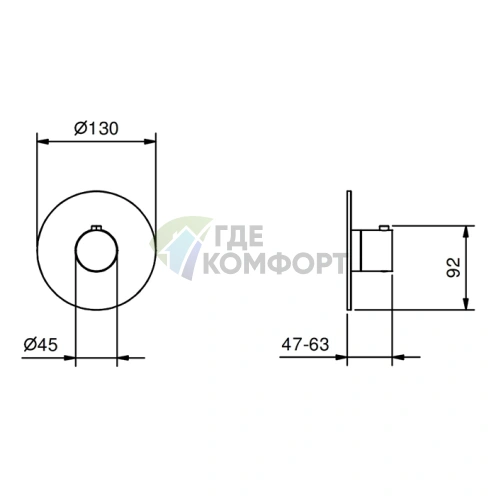 Термостатический встраиваемый смеситель для душа FANTINI Nostromo хром (87 02 G500B) - фото 2