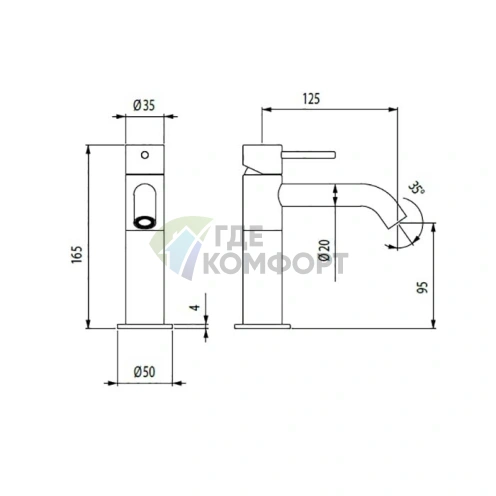 Однорычажный смеситель Bossini Inox для раковины из нержавеющей стали, глянцевый (INZ006.030) - фото 2