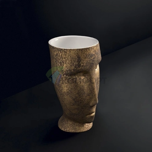 Раковина Kerasan Artwork MOLOCO свободностоящая с настенным сливом белый с античным золотом (474060) - фото 1