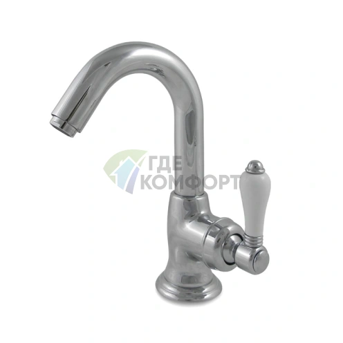 Однорычажный смеситель для раковины Nicolazzi P.m. Blanc с донным клапаном и белыми керамическими ручками, хром (3454CR76C) фото 1