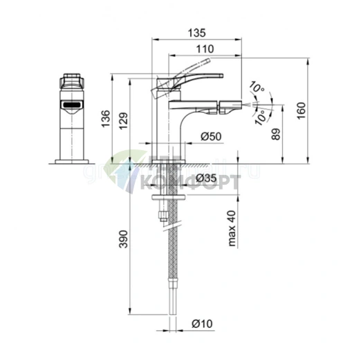 Смеситель для биде Fantini AL/23 хром (26 02 B008WF) - фото 2