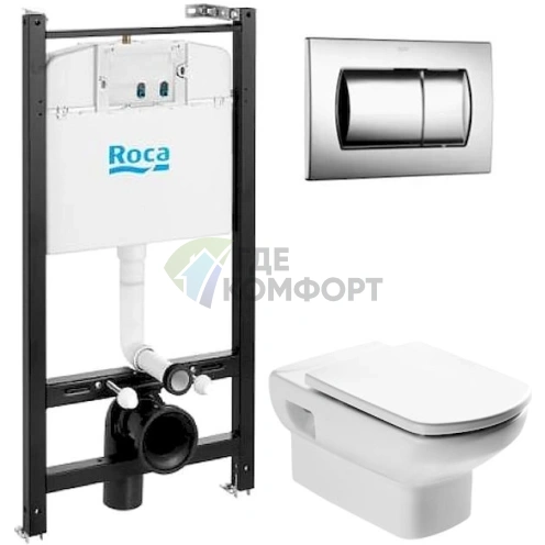Комплект подвесного унитаза Roca Dama Senso с инсталляцией и системой двойного смыва - фото 1