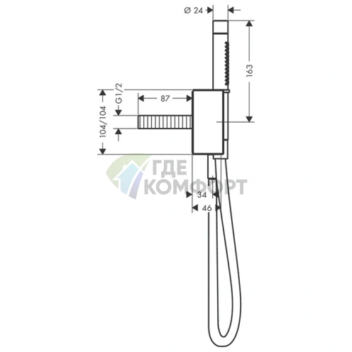 Ручной душ AX Edge 2jet с держателем, хром (46520000) - фото 2