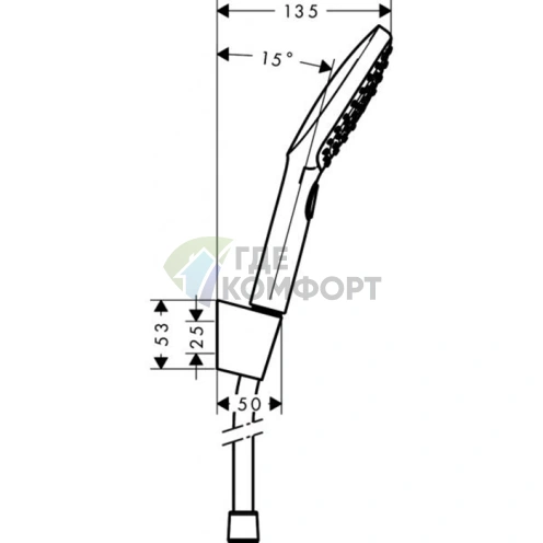 Душевой набор HG Raindance Select E с 3 режимами струи: ручной душ, держатель и шланг 1,6 м (белый-хром) (26720400) - фото 2