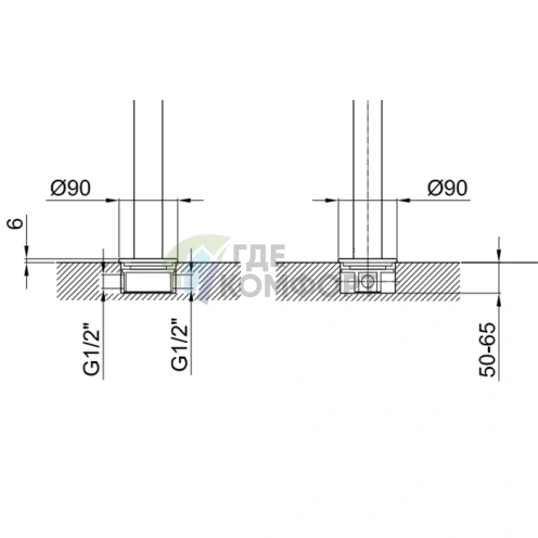 Механизм для напольного смесителя Fantini 1/2 (19 00 3336A) - фото 2