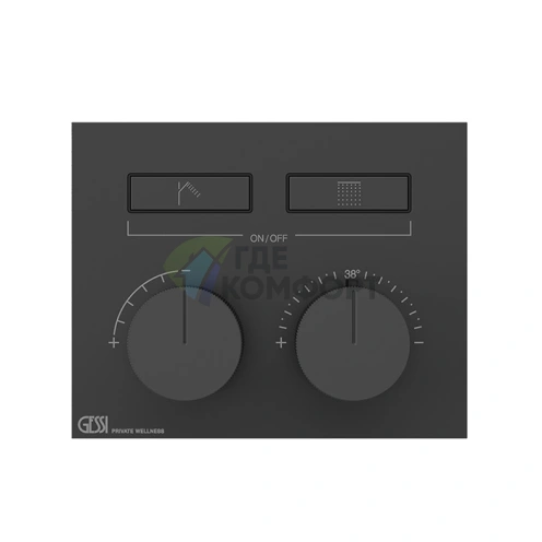 Термостатический смеситель для душа Gessi Hi-Fi Black XL с подключением двух источников (63004#299) - фото 1