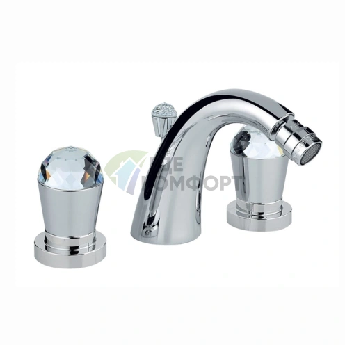 Смеситель для биде Nicolazzi Cristallo двухвентильный (хром, излив 119 мм) (2015CR22) - фото 1