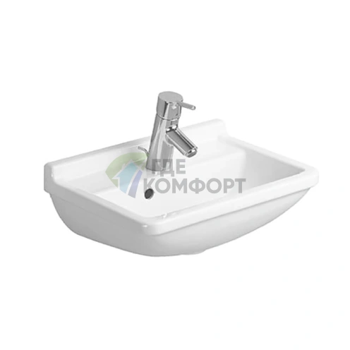 Раковина Duravit Starck 3 450x320 мм белая с отверстием под смеситель и переливом (750450000) - фото 4