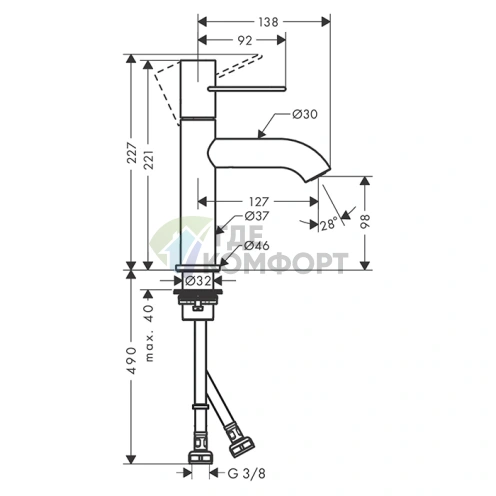 Смеситель для раковины AX Uno в цвете полированное красное золото (38026300) - фото 2