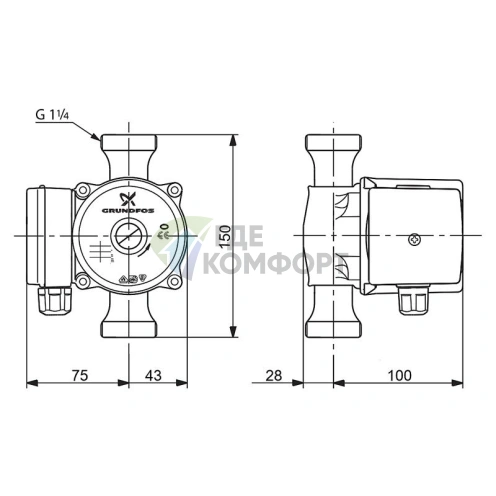 Циркуляционный насос Grundfos UP 20-15 N 150 1x230 50Hz 9H - фото 2