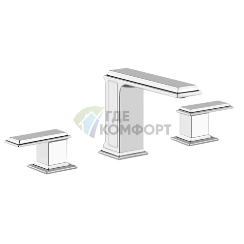 Смеситель для раковины Gessi Eleganza на 3 отверстия без донного клапана в хромированном исполнении (46011#031) - фото 1