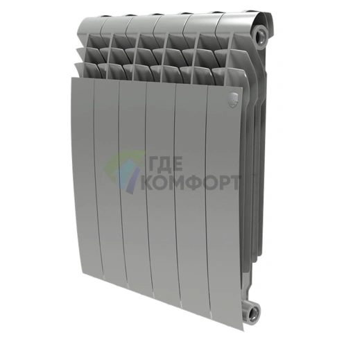 Радиатор биметаллический Royal Thermo BiLiner 500 Silver Satin 6 секций-серебристый - фото 1