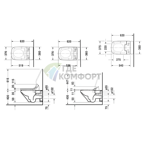 Умный подвесной унитаз Duravit DuraStyle SensoWash Slim Rimless с вертикальным смывом (2542590000) - фото 2