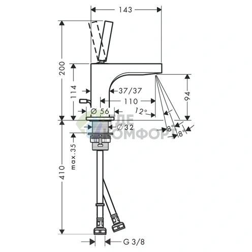 Смеситель для раковины AX Citterio в цвете шлифованное золото (39035250) - фото 2