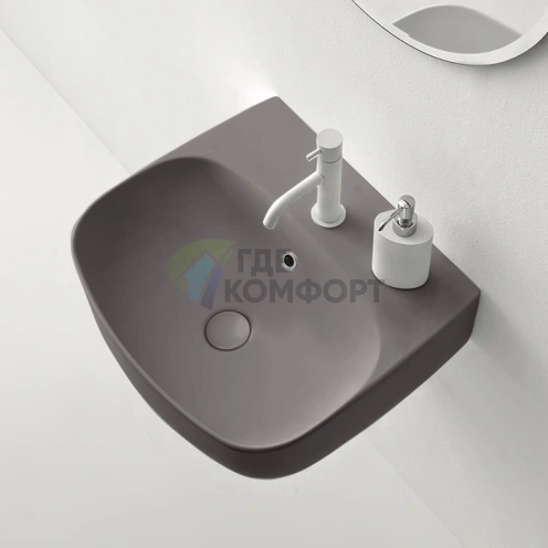 Подвесная накладная раковина Kerasan Nolita 50x45 см, цвет Ferro matt, с отверстием под смеситель (534089*1 ) - фото 1