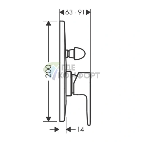 Встраиваемый смеситель для ванны Hansgrohe Vernis Blend с переключателем, хром (71449000) - фото 2