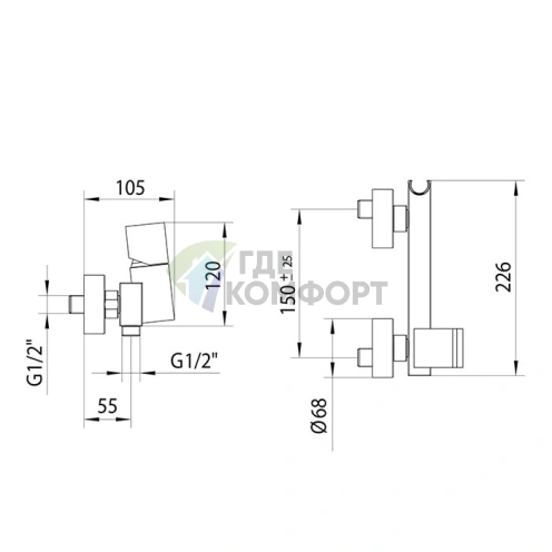 Смеситель для душа напольный Bossini Cube с полированной никелевой отделкой (Z004102.094) - фото 2