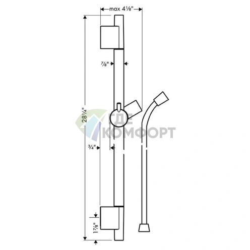 Штанга для душа HG UnicaS Puro 65 см: эргономичная конструкция в шлифованной бронзе (28632140) - фото 2