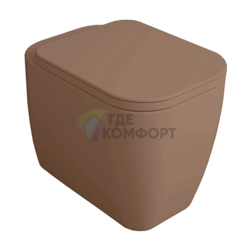 Унитаз напольный безободковый Simas Henges 38x55 см цвет Moka Mat (HE01 moka mat) - фото 1