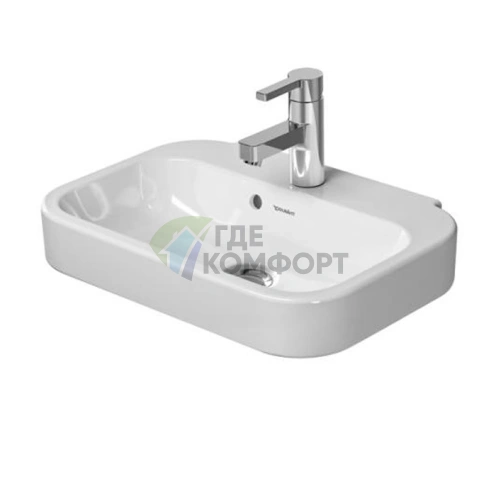 Раковина DURAVIT Happy D2 50x36 см белая с отверстием под смеситель и системой слив-перелив (709500000) - фото 1