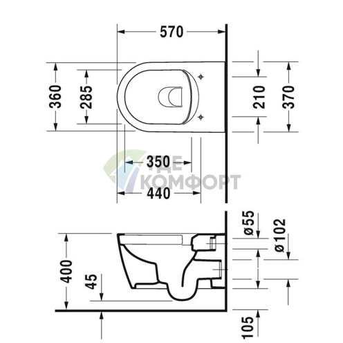 Унитаз подвесной Duravit ME by Starck: Rimless-технология без ободка и инновационное покрытие HygieneGlaze (2529092000) - фото 2