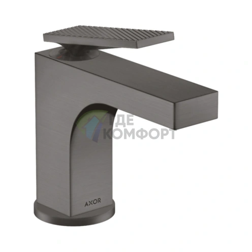 Смеситель для раковины AX Citterio 90: текстура шлифованный черный хром (39001340) - фото 1