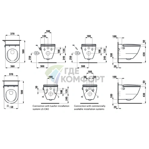 Унитаз-биде Laufen Cleanet Navia подвесной безободковый со сиденьем-микролифтом (8.2060.1.400.000.1) - фото 2