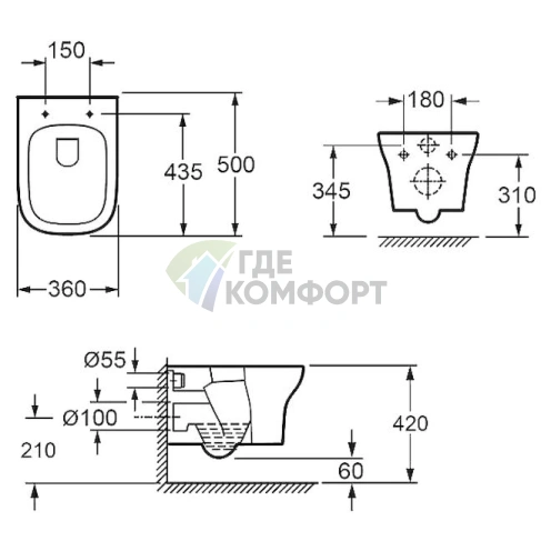 Подвесной унитаз Imex Grace CН10134 - фото 2