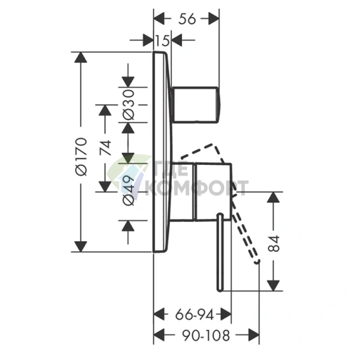Смеситель для ванны AX Uno однорычажный, шлифованный черный хром (38428340) - фото 2