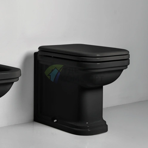 Унитаз напольный пристенный Kerasan Waldorf черный 55х37 см с универсальным выпуском (411804 Nero lucido) - фото 1