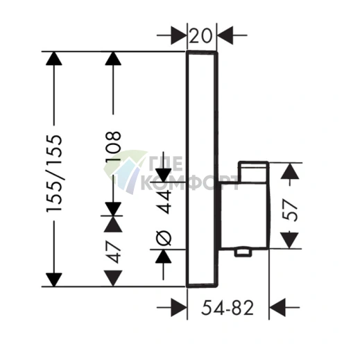 Термостат для душа Hansgrohe ShowerSelect: черный матовый, 2 выхода с кнопками (15763670) - фото 2
