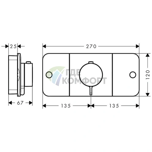 Встраиваемый термостат для душа AX One на 2 источника и 1 дополнительный потребитель в шлифованном золоте (45712250) - фото 2