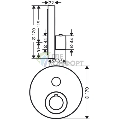 Термостатический смеситель для душа AX ShowerSelect, шлифованный никель (встраиваемый, одна подводка) (36722820) - фото 2