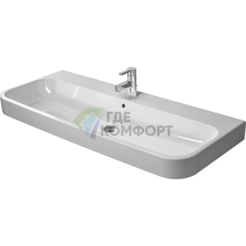 Раковина Duravit Happy D2 для мебели, 1200x505 мм, белая, с 3 отверстиями под смеситель и хромированной заглушкой для перелива (2318120030) - фото 1