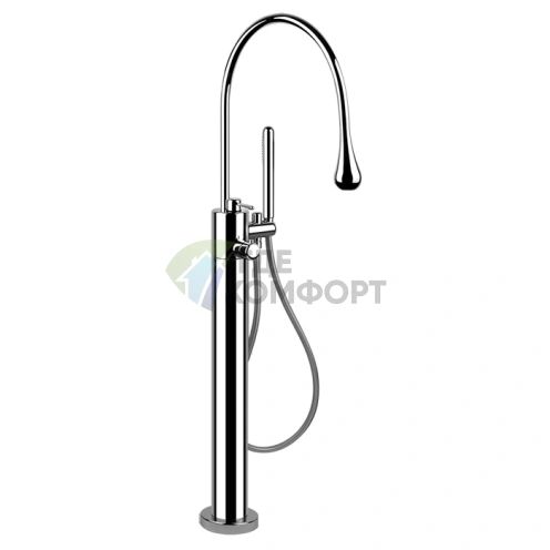 Напольный термостатический смеситель Gessi Goccia для ванны с ручным душем, белый матовый (24978#279) - фото 1