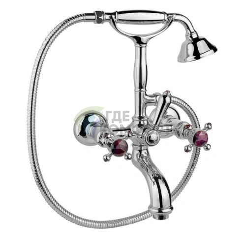 Смеситель для ванны Nicolazzi Le Pietre с двумя ручками и переключателем душ/ванна, хром (2101CR09) - фото 1