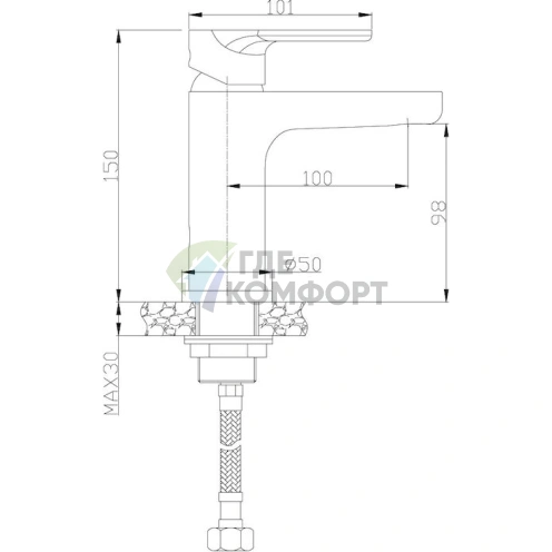 Смеситель для раковины Rossinka RS33 однорычажный, хром - фото 2