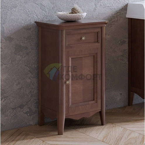 Тумба Veronica с выдвижным ящиком и распашной дверкой, 50.2x40x86.7 см, цвет noce, ручки Riflesso бронза (VER2150D-N) фото 1