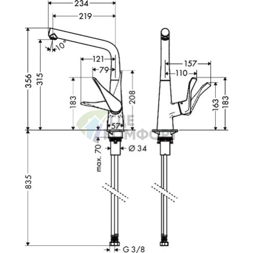 Смеситель Hansgrohe Metris для кухни с выдвижной лейкой - фото 3
