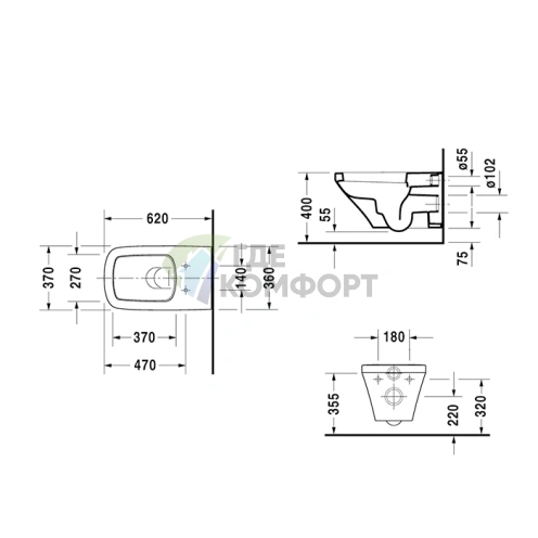 Подвесной унитаз DURAVIT DuraStyle с системой инсталляции Durafix и покрытием HygieneGlaze (2537092000) - фото 2