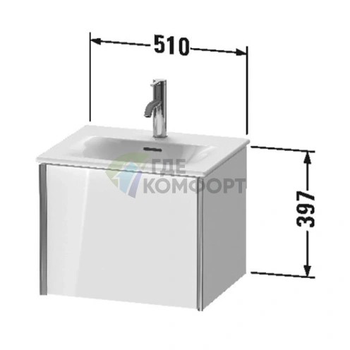 Тумба подвесная Duravit XViu белая глянцевая 510x420x397 мм с выдвижным отделением (XV40310B222) - фото 2