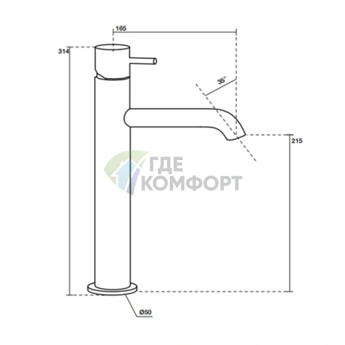 Смеситель для раковины Kerasan Nolita: компактный белый матовый с высоким изливом (922730 Bianco matt) - фото 2