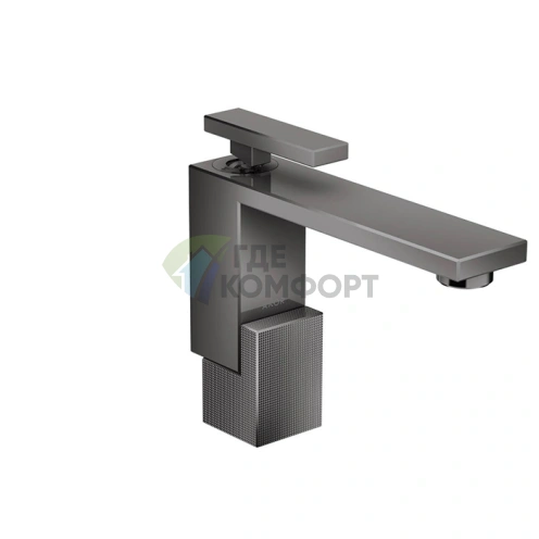 Смеситель для раковины AX Edge 130: однорычажный с донным клапаном, алмазная огранка, полированный черный (46011330) - фото 1