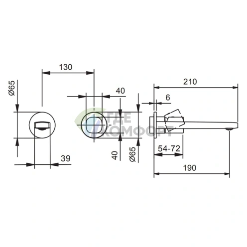 Смеситель для раковины Fantini Lame встраиваемый, хром (24 02 M011B) - фото 2