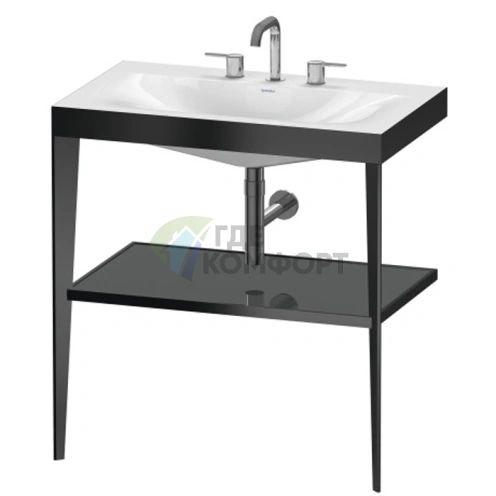 Напольная консоль Duravit XViu с раковиной и полкой, 850x800x480 мм, цвет black matt/flannel grey high gloss lacquer (XV4715TB289) - фото 1